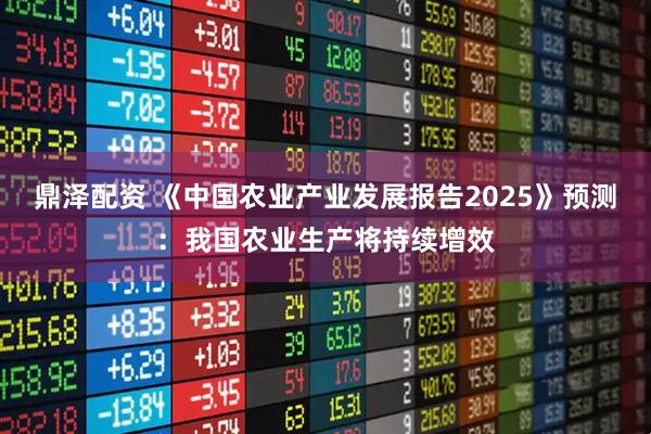 鼎泽配资 《中国农业产业发展报告2025》预测：我国农业生产将持续增效